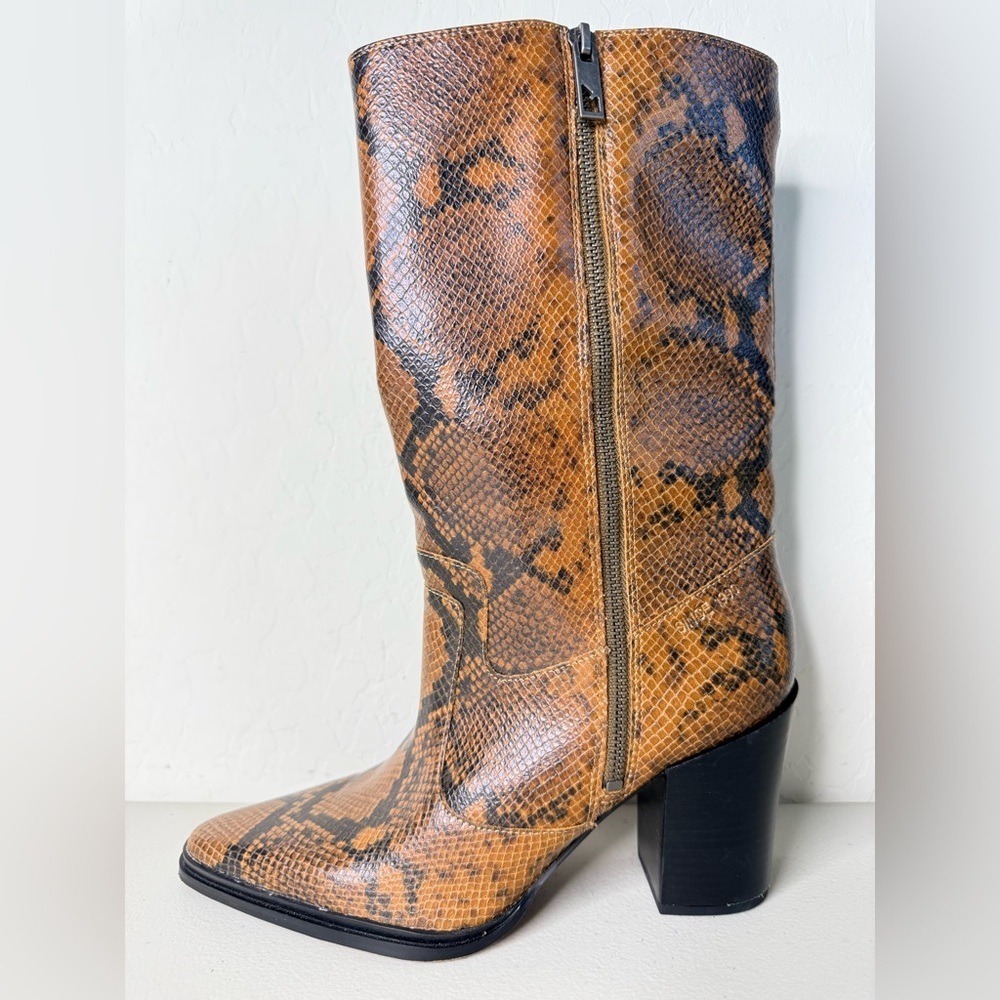 New Franco Sarto Jaxon Snake Print 1/4 Zip Mid-Calf Boot Size 10 - Picture 3 of 11